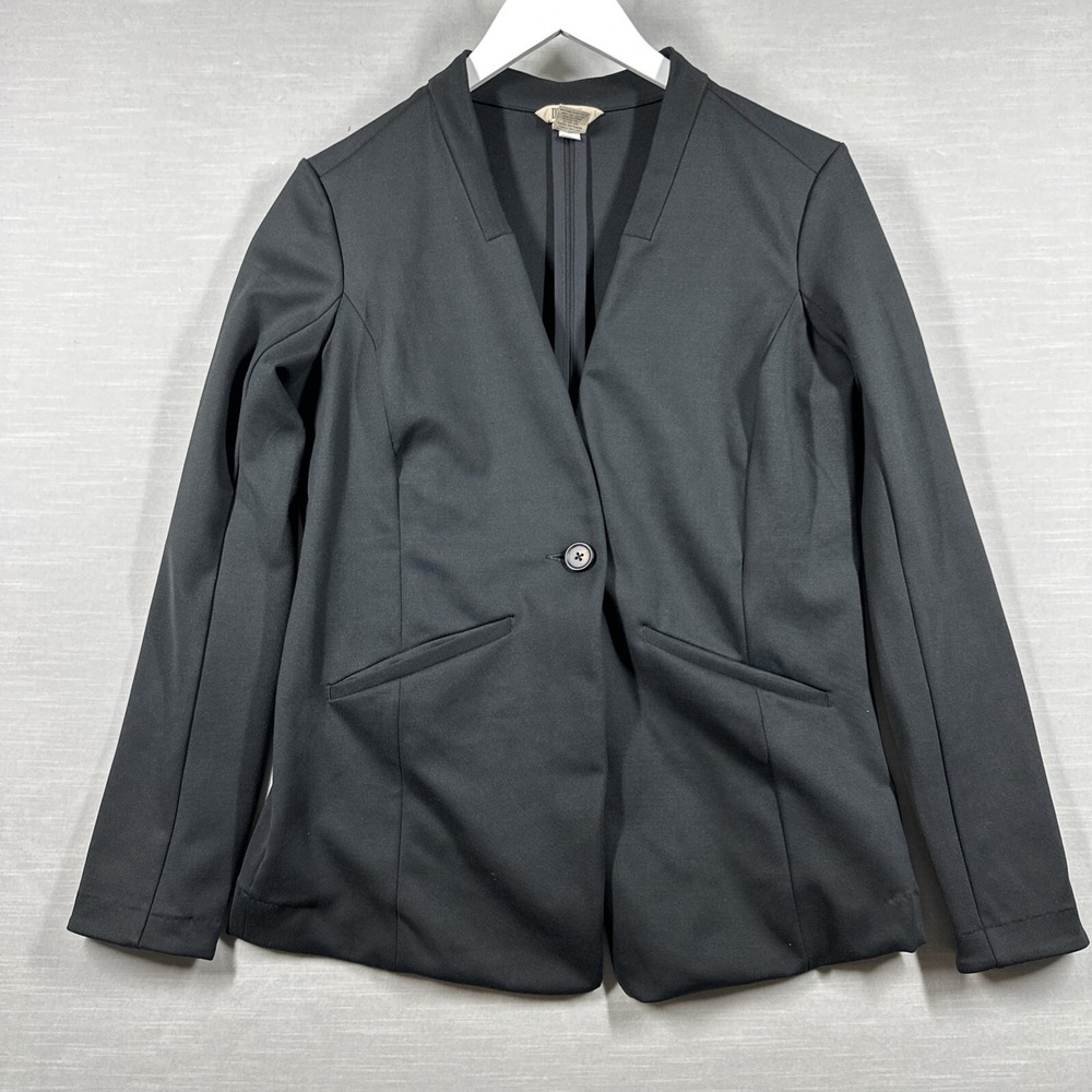Duluth Trading Co Ponte Pro Blazer Women‎ Size 4 Black Stretch Travel Career